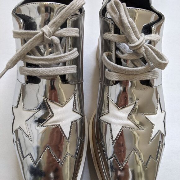 STELLA McCartney Elyse platform star shoes silver white wood - Picture 11 of 12